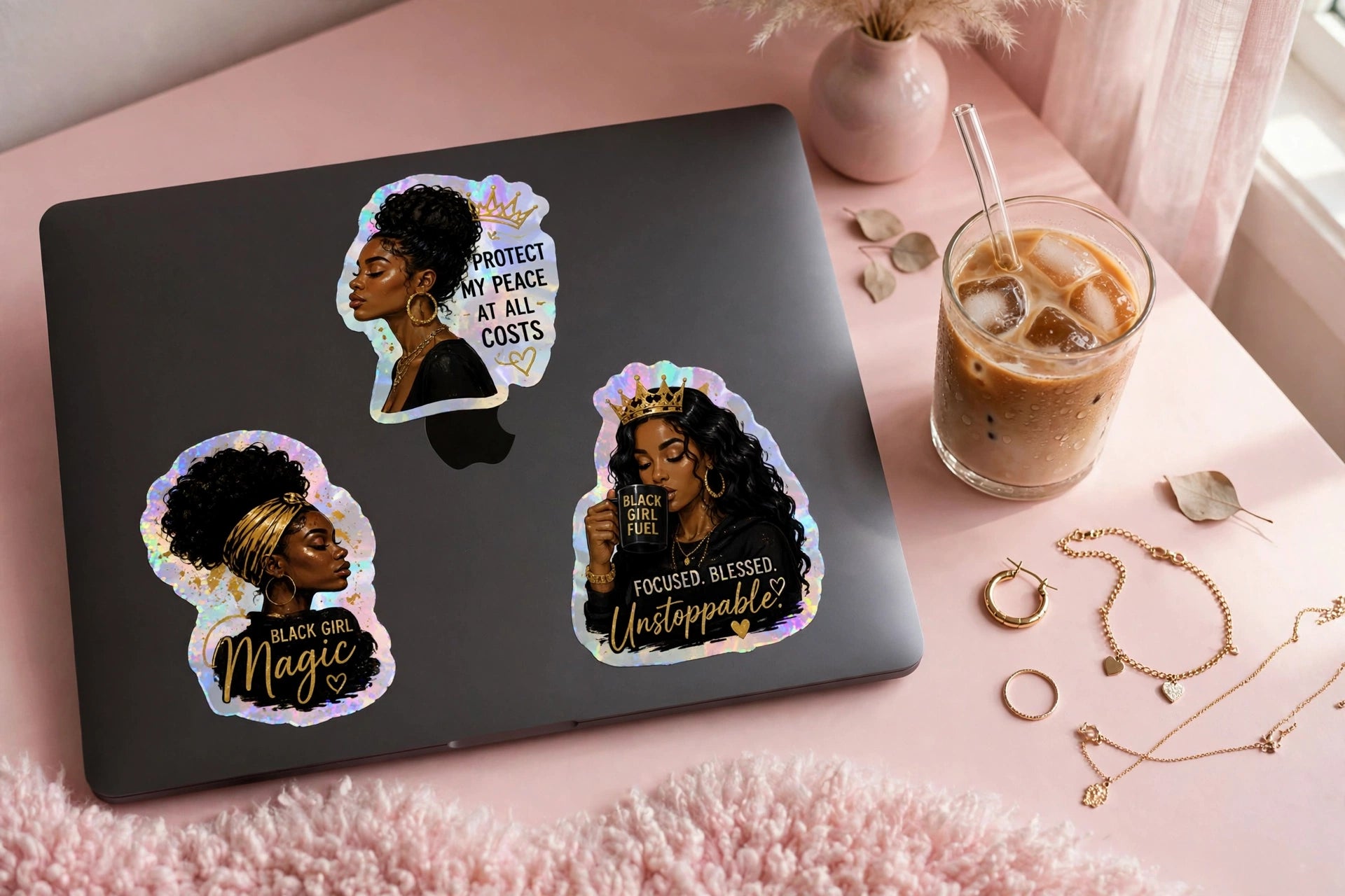 Golden Goddess Holographic stickers