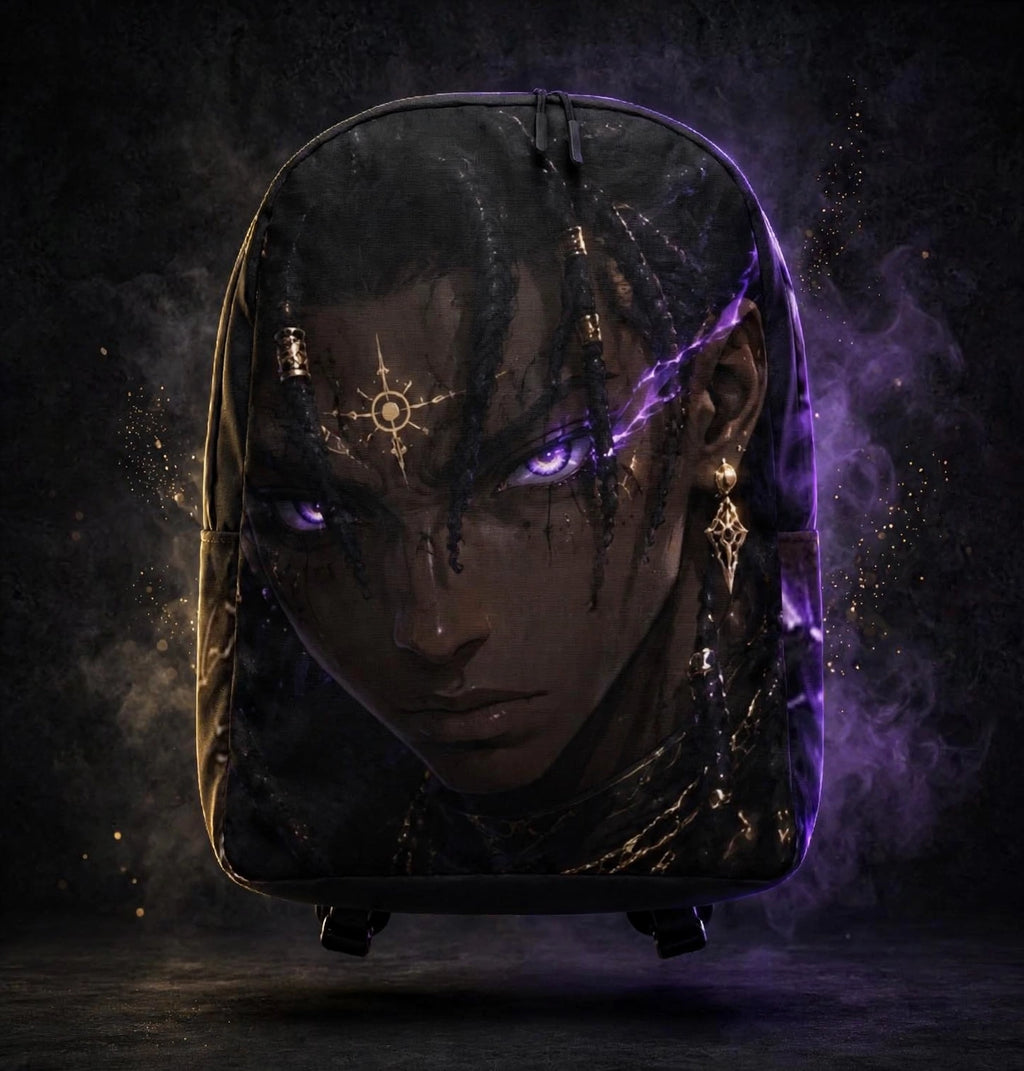 Zayren Minimalist Anime Backpack — dark purple streetwear product view 5