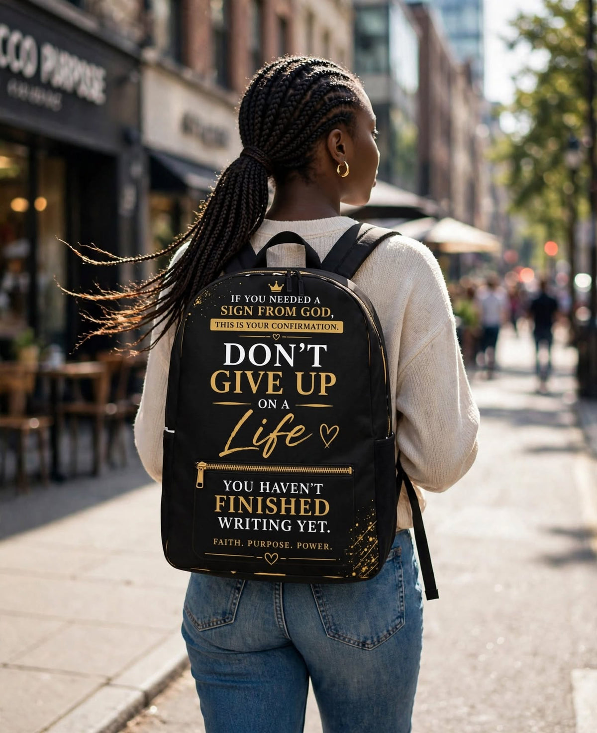 BLESSED & COVERED faith backpack lifestyle detail
