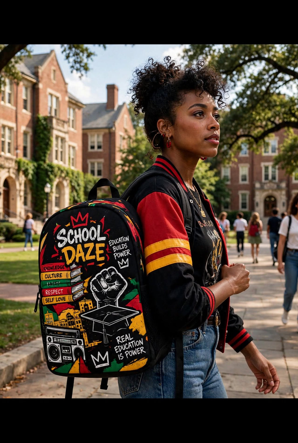 School Daze graphic backpack — front product view