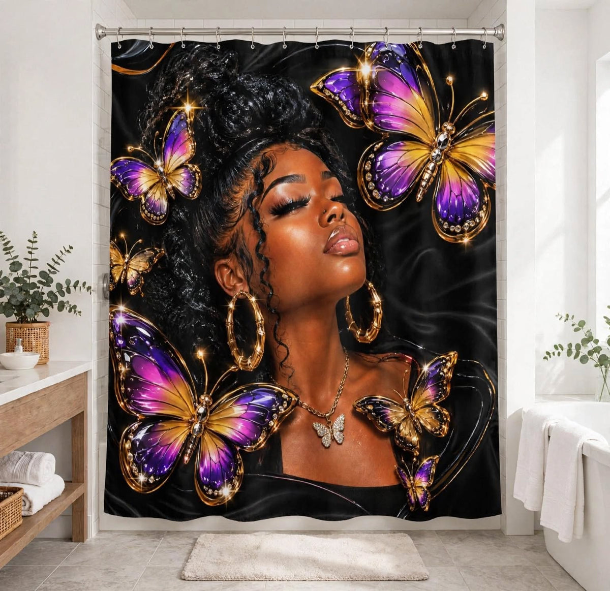 Royal Butterfly Shower Curtain — alternate view