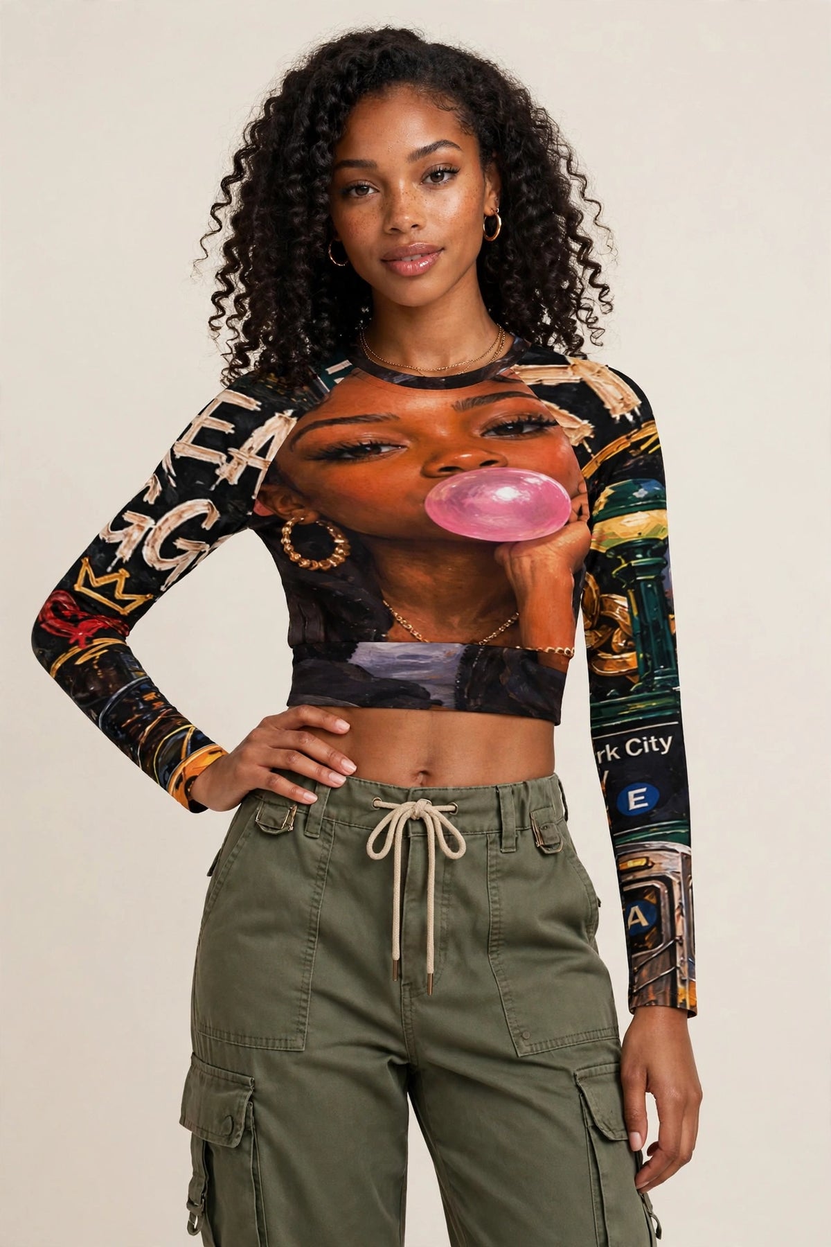 Uptown Princess™ | NYC Long-Sleeve Crop Top