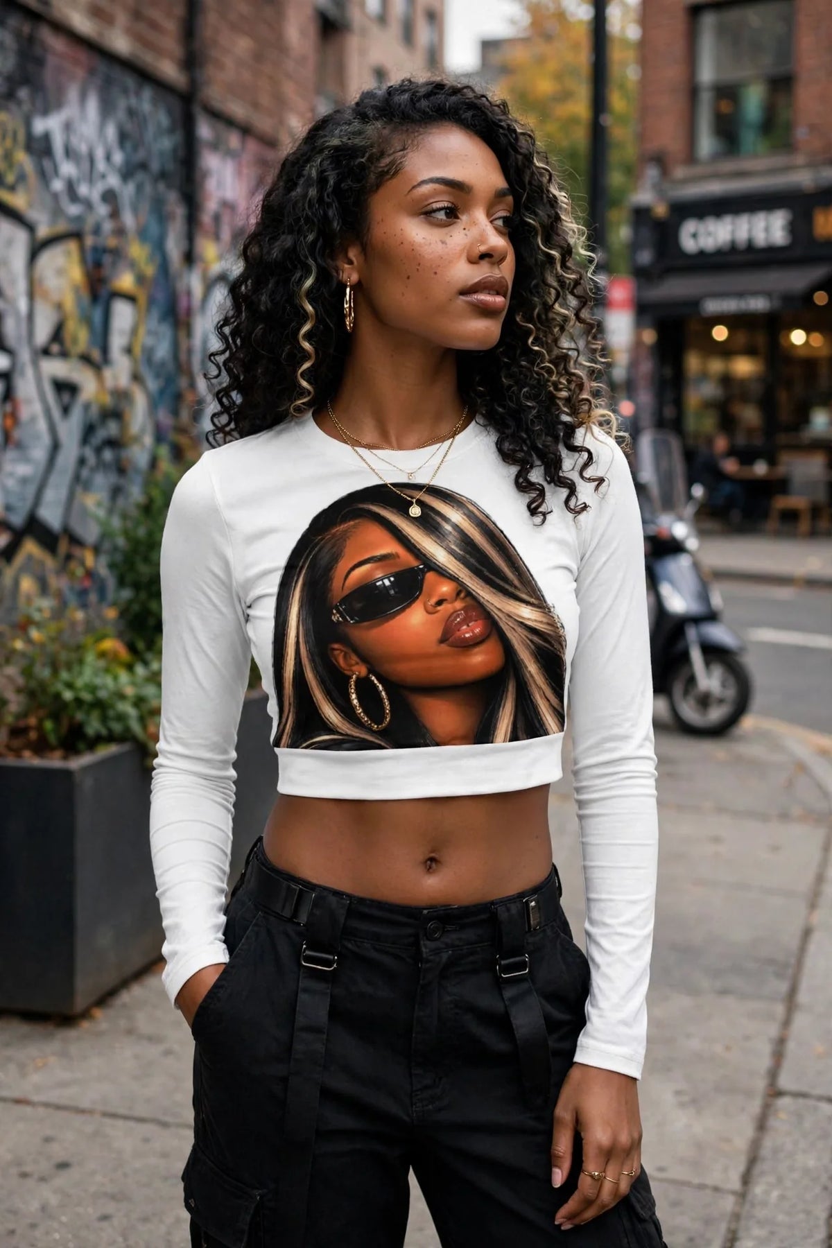 You Are the Vibe long-sleeve crop top — detail view
