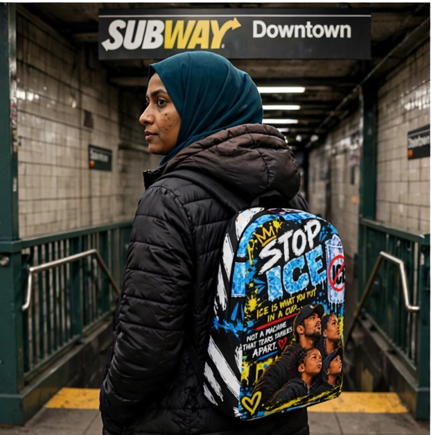 Stop ICE — Families Over Fear Backpack Lux & Lounge