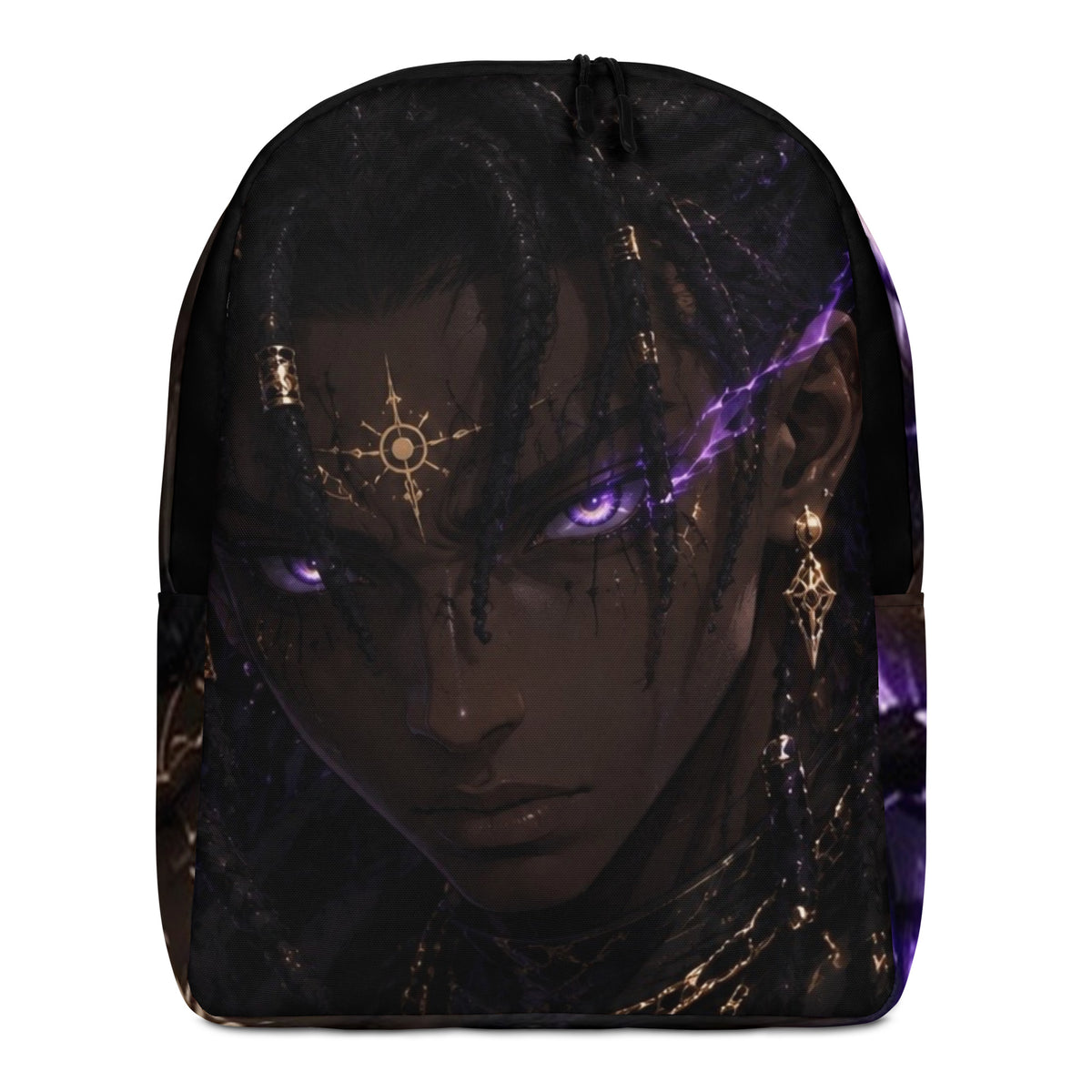Zayren Minimalist Anime Backpack — dark purple streetwear view 1