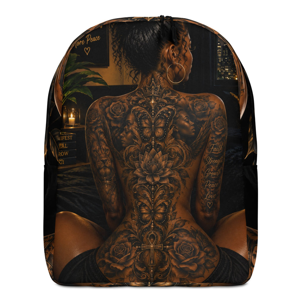 She Wears Her Story minimalist backpack front view