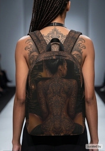 She Wears Her Story backpack rear lifestyle view
