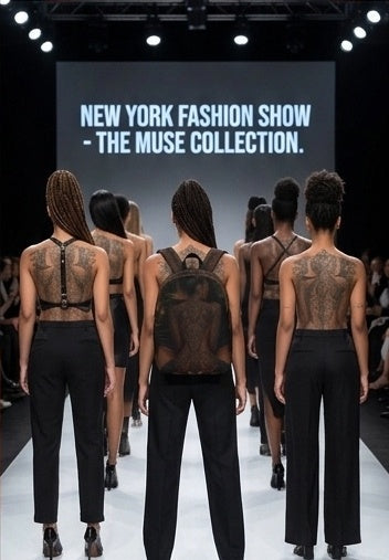 She Wears Her Story backpack runway collection view