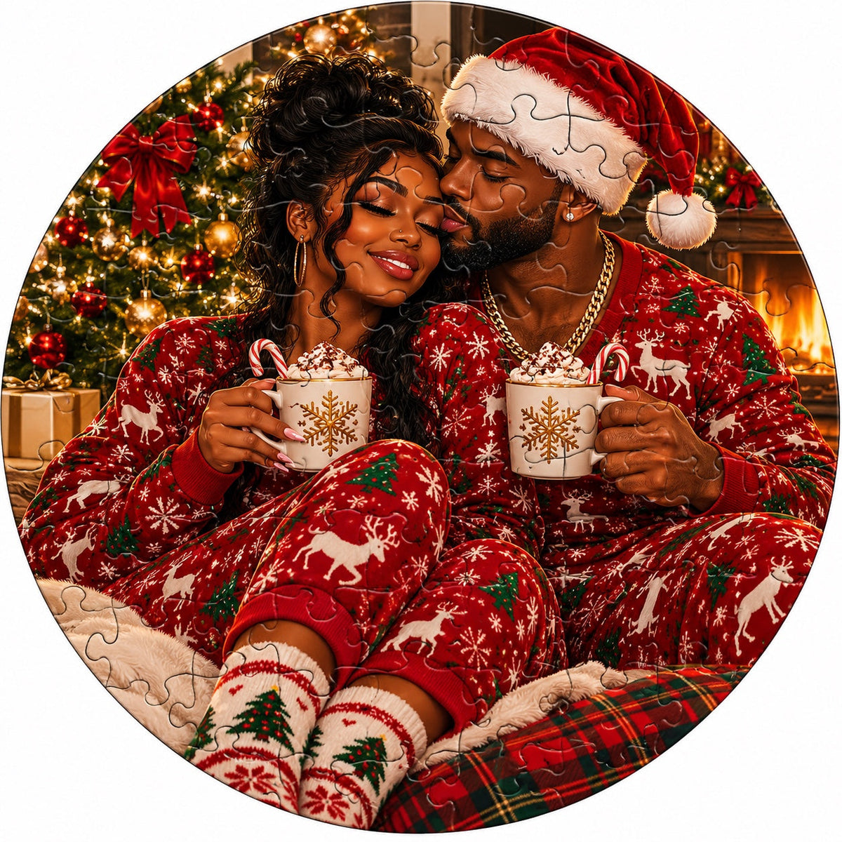 Christmas Cuddles & Cocoa cozy Christmas tree skirt design