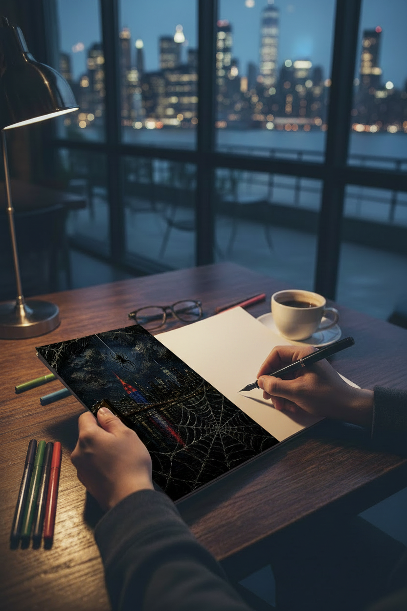 City of Webs NYC notebook — lifestyle desk view