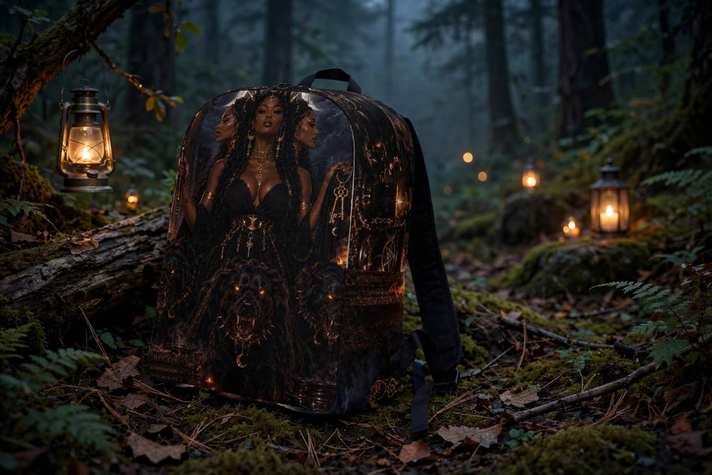 Hecate Goddess Backpack model mockup 5