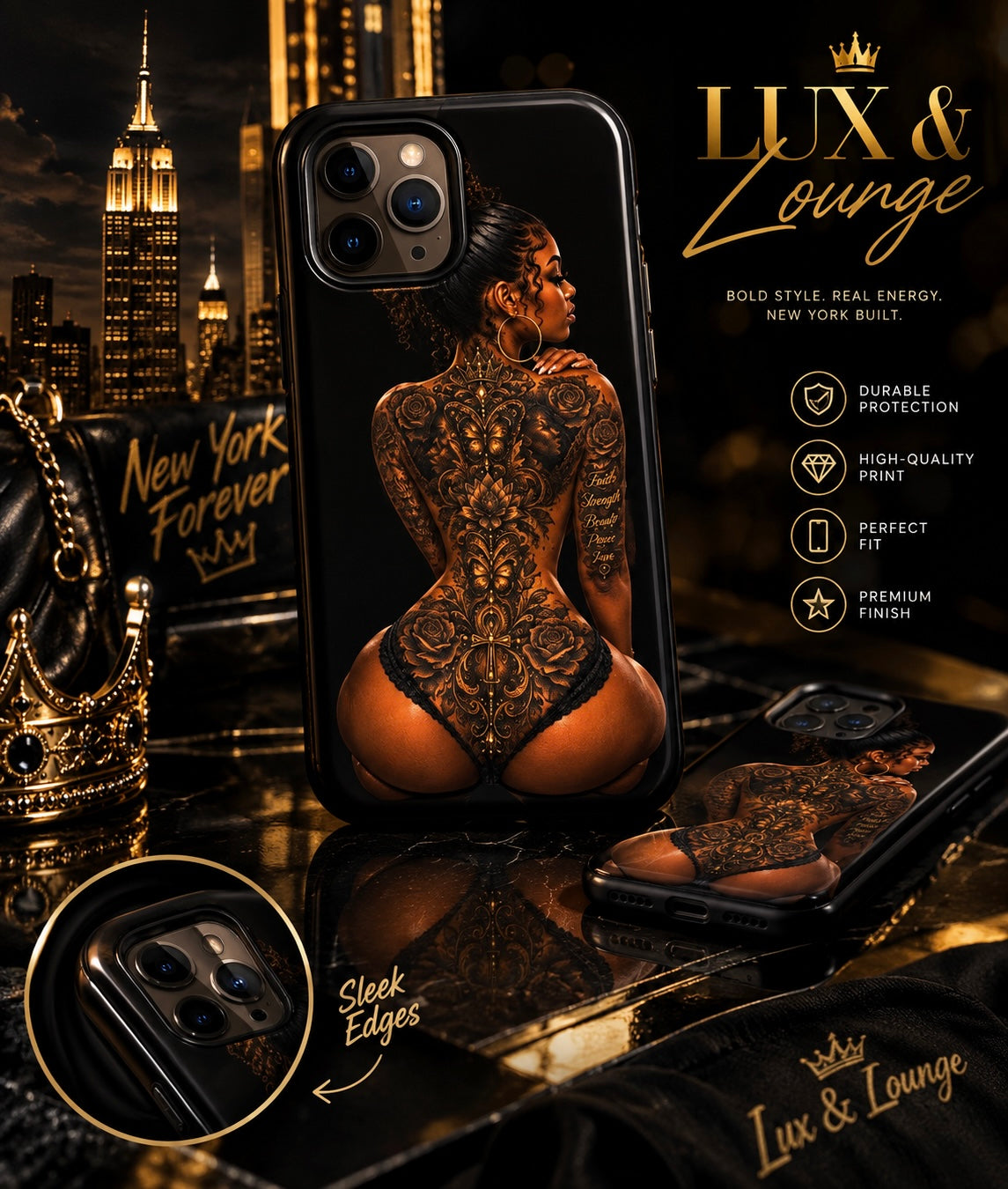 Lux & Lounge Masterpiece Tough Case for iPhone NYC luxury mockup
