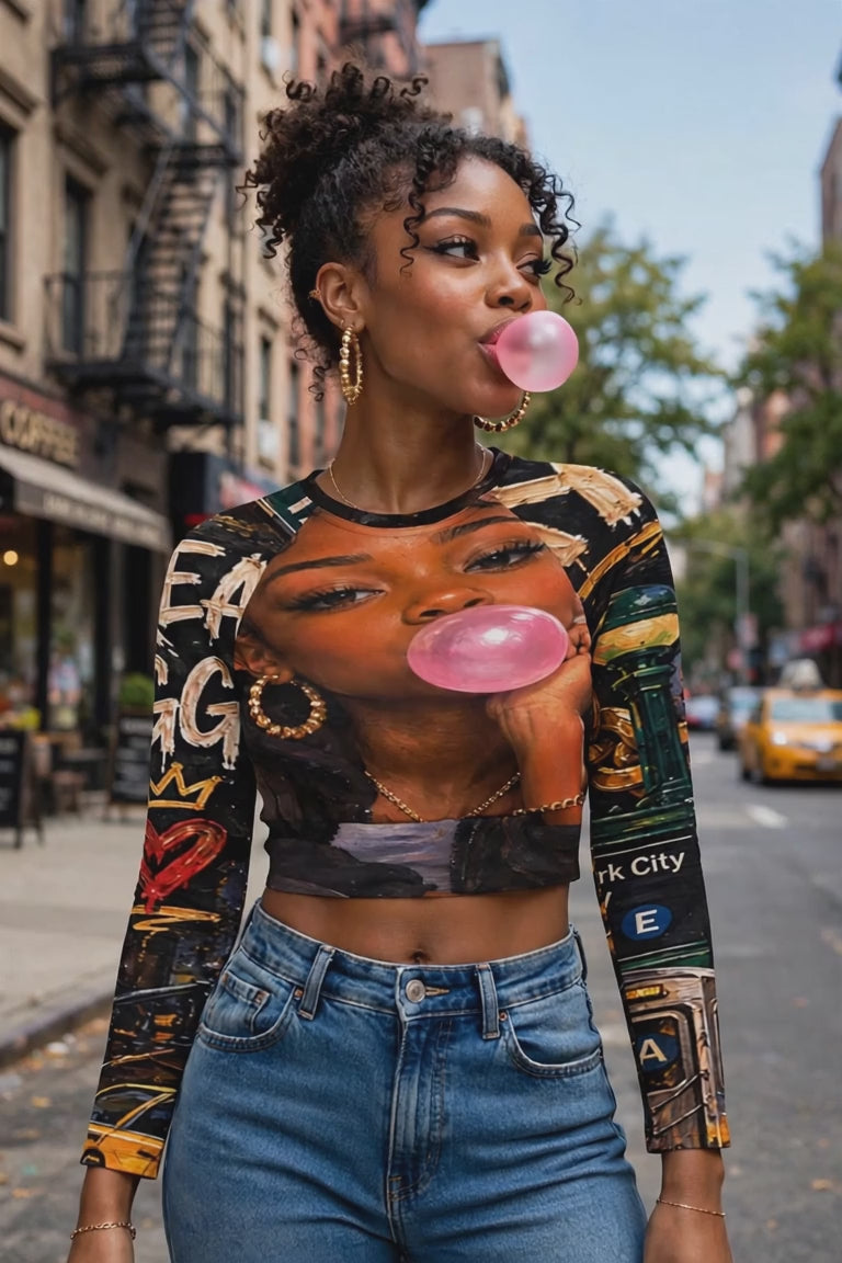 Uptown Princess™ | NYC Long-Sleeve Crop Top