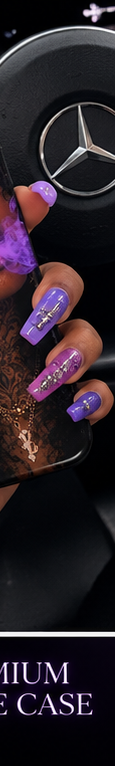 Violet Venom iPhone case displayed in a luxury car interior