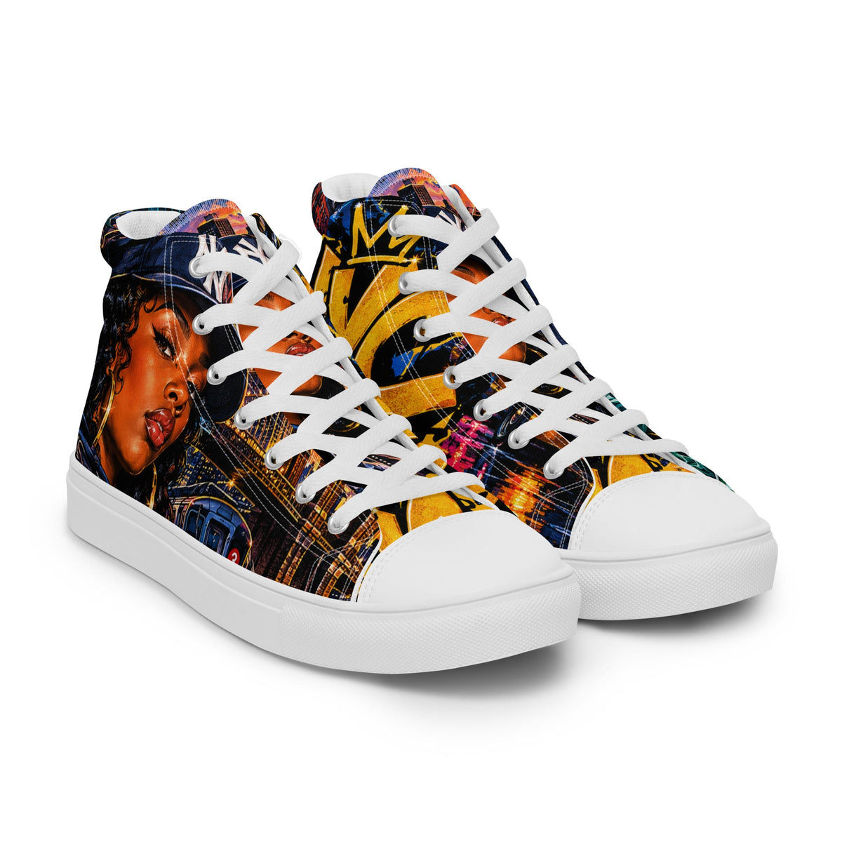 NYC Street Vibes women's high-top sneakers right front view