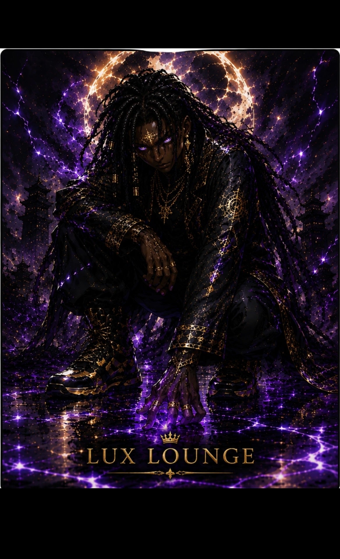 Zayren Tough iPhone Case — purple and gold streetwear artwork view